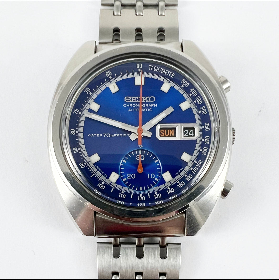 SEIKO 6139 6012 CASE ブルー・リーモデル 1971 Seiko 6139-6012 'Blue Bruce Lee' Automatic Chronograph