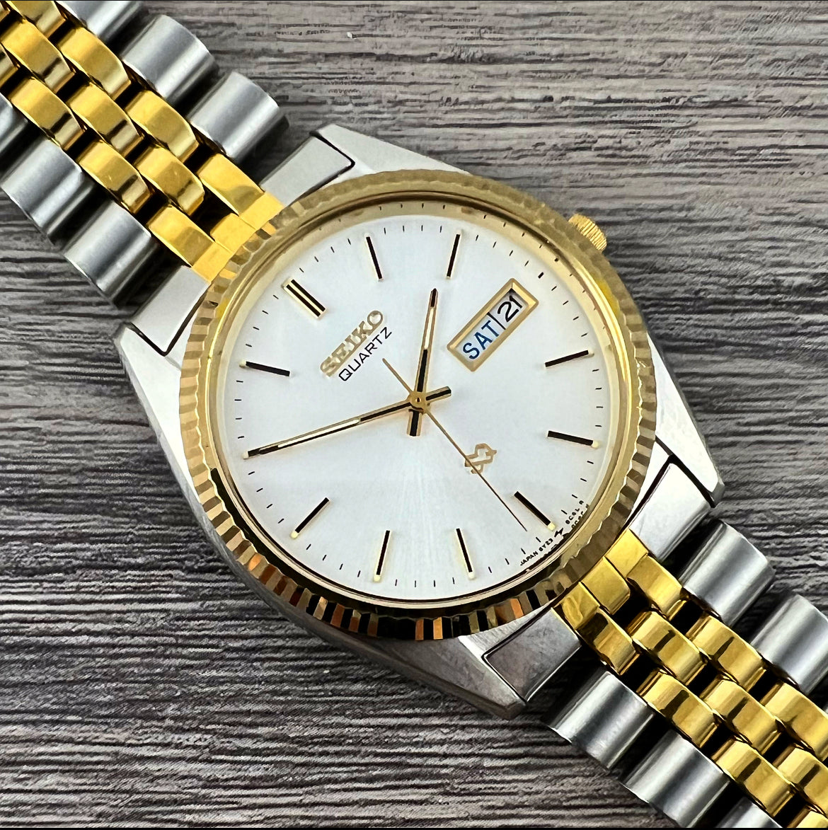 SEIKO 5Y23-8A60 デイデイトツートン 稼働品 純正ブレス 1987 Seiko SQ 5Y23-8A60 Quartz 'Datejust' – Mornington Watches