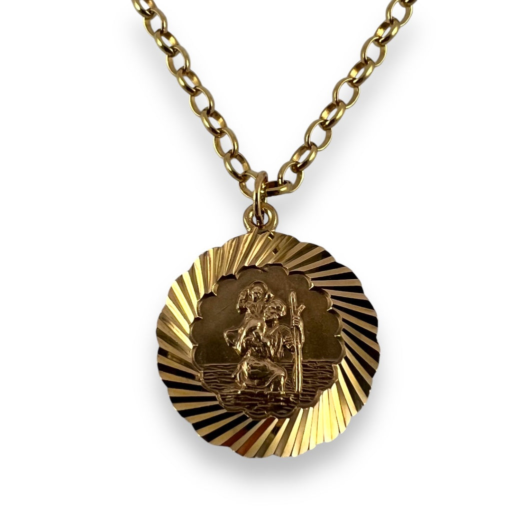 St. Christopher Pendant on Cable Chain 2.8mm - 9ct Yellow Gold - 18