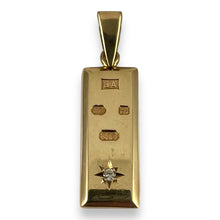 Ingot Necklace Pendant - 9ct Yellow Gold with Diamond