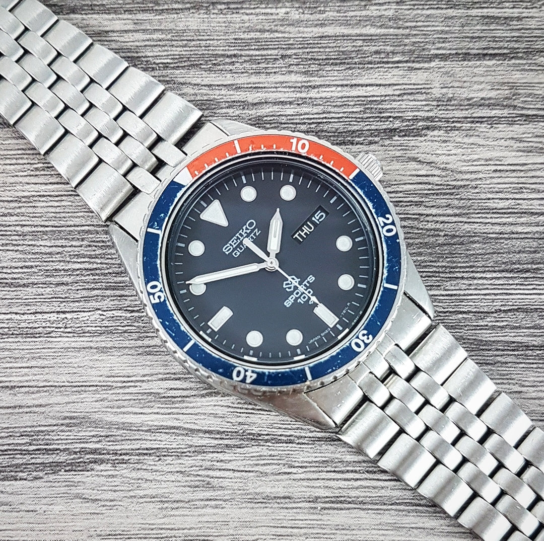 1985 Seiko SQ Sports 100 Pepsi 5H23-7A9A Quartz – Mornington Watches