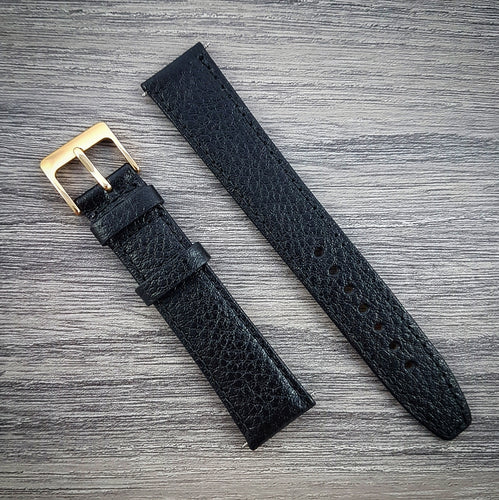 Textured Leather Strap - Black - 16mm/18mm