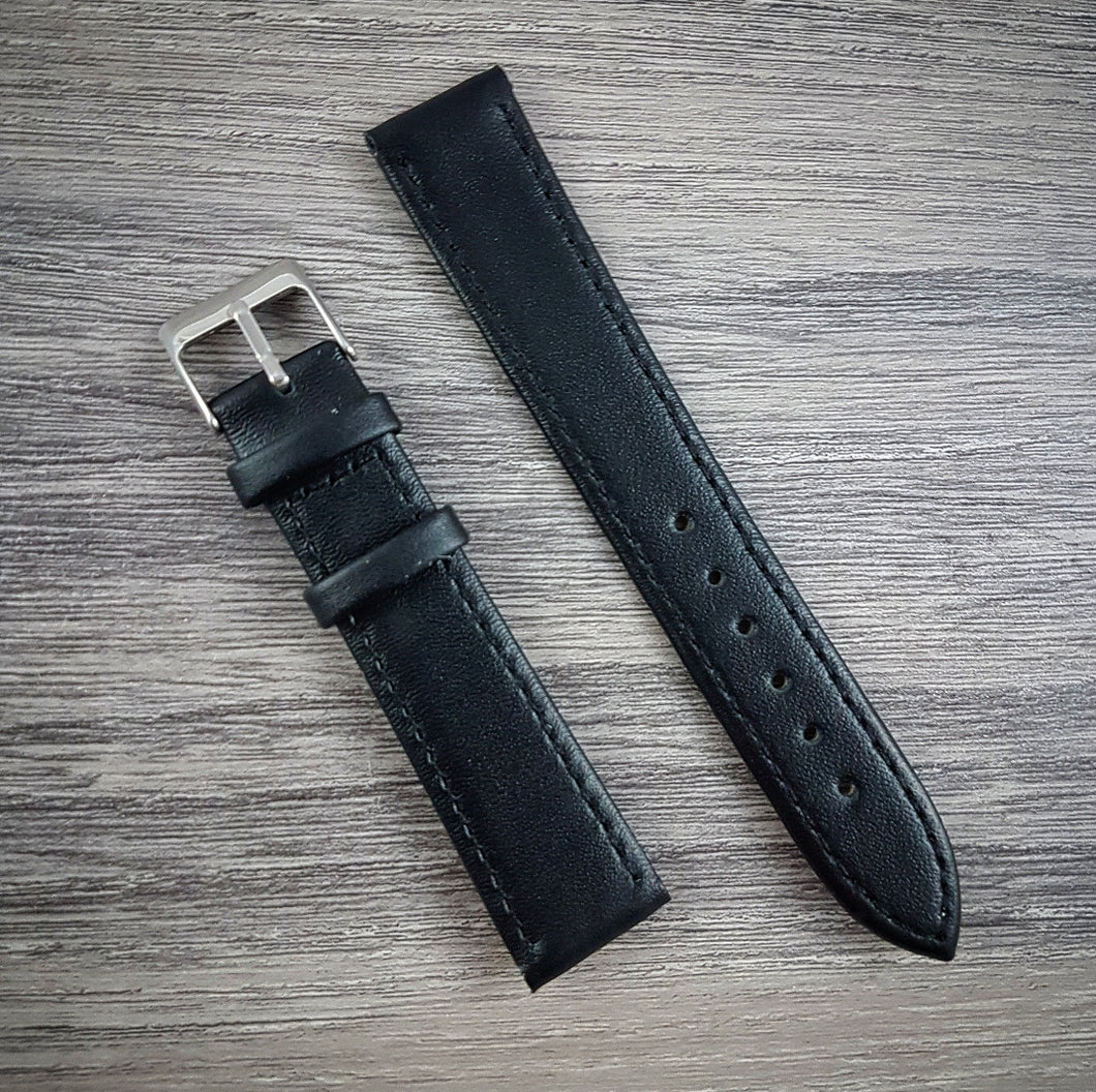 Smooth Leather Strap - Black - 18mm/20mm/22mm