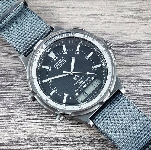 1986 Seiko SQ H601-8020 Sports 150 Ana Digi Quartz Chronograph